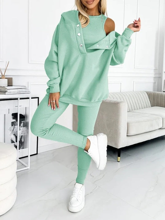 Ensemble sportif 3 pièces femme - Sweat à capuche, brassière et legging