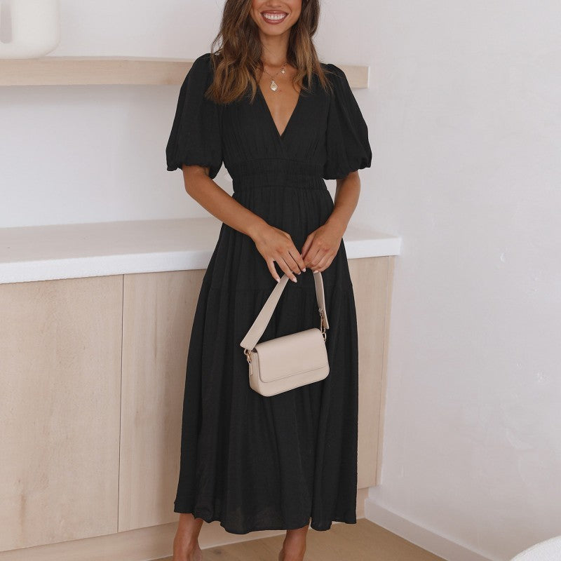Robe longue bohème à manches bouffantes