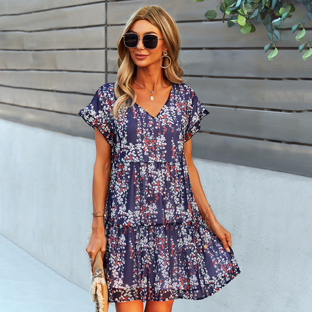 Robe d'été fleurie corail - Style bohème chic