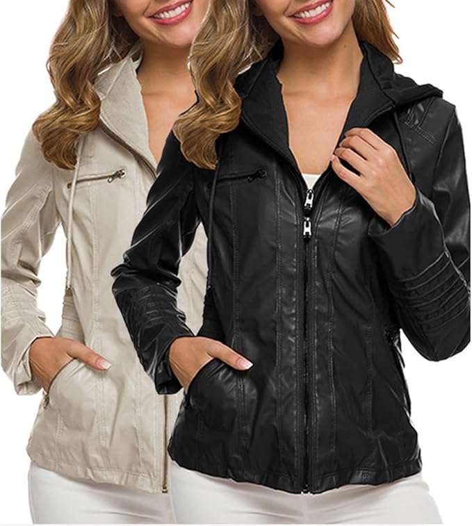 Veste en Cuir Amovible pour Femmes