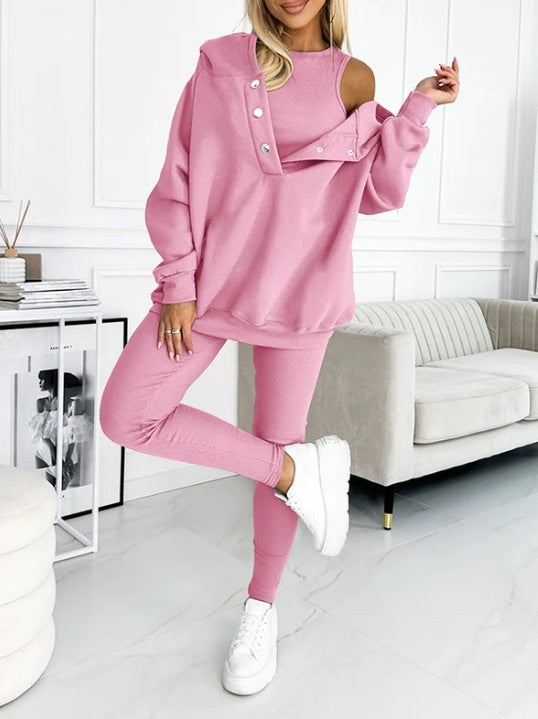 Ensemble sportif 3 pièces femme - Sweat à capuche, brassière et legging