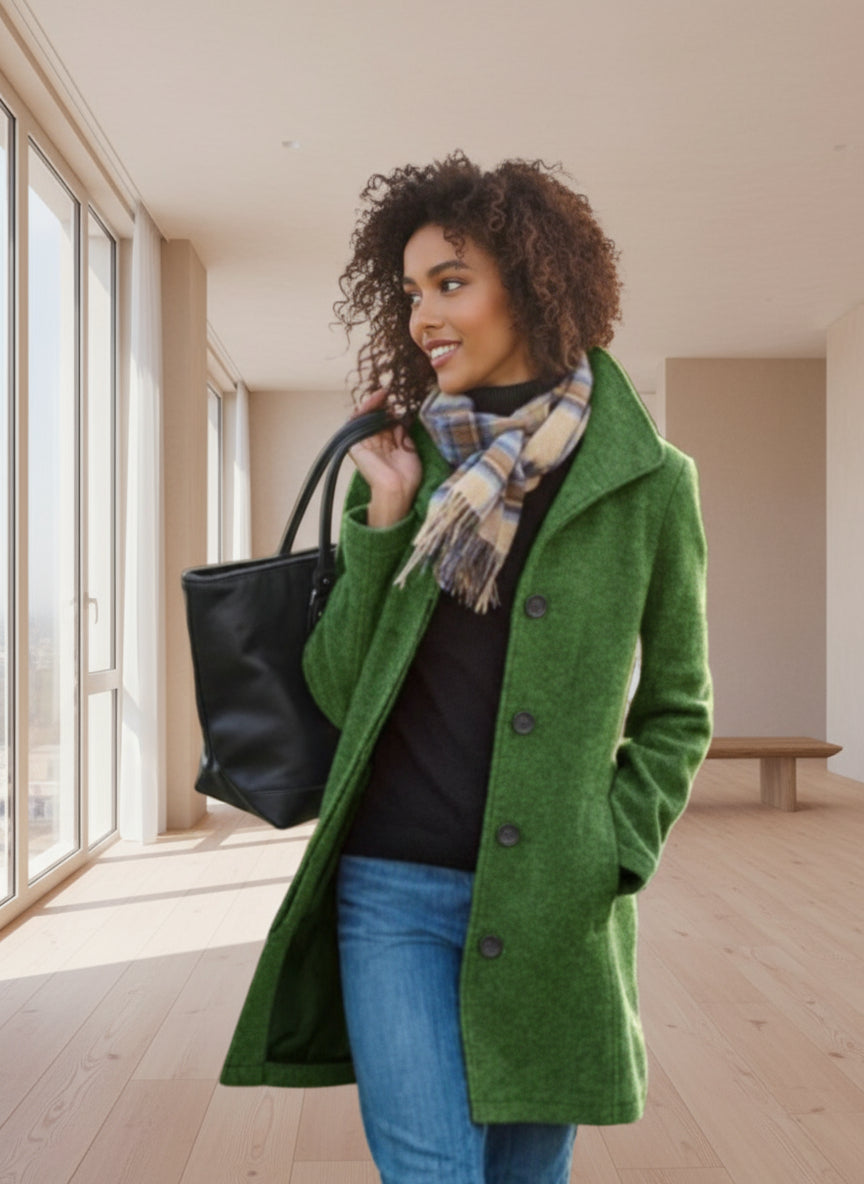 Manteau en laine uni pour femmes - Longueur moyenne
