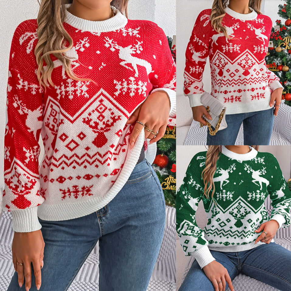 Pull à capuche femme Noël motif cerf – Automne/Hiver