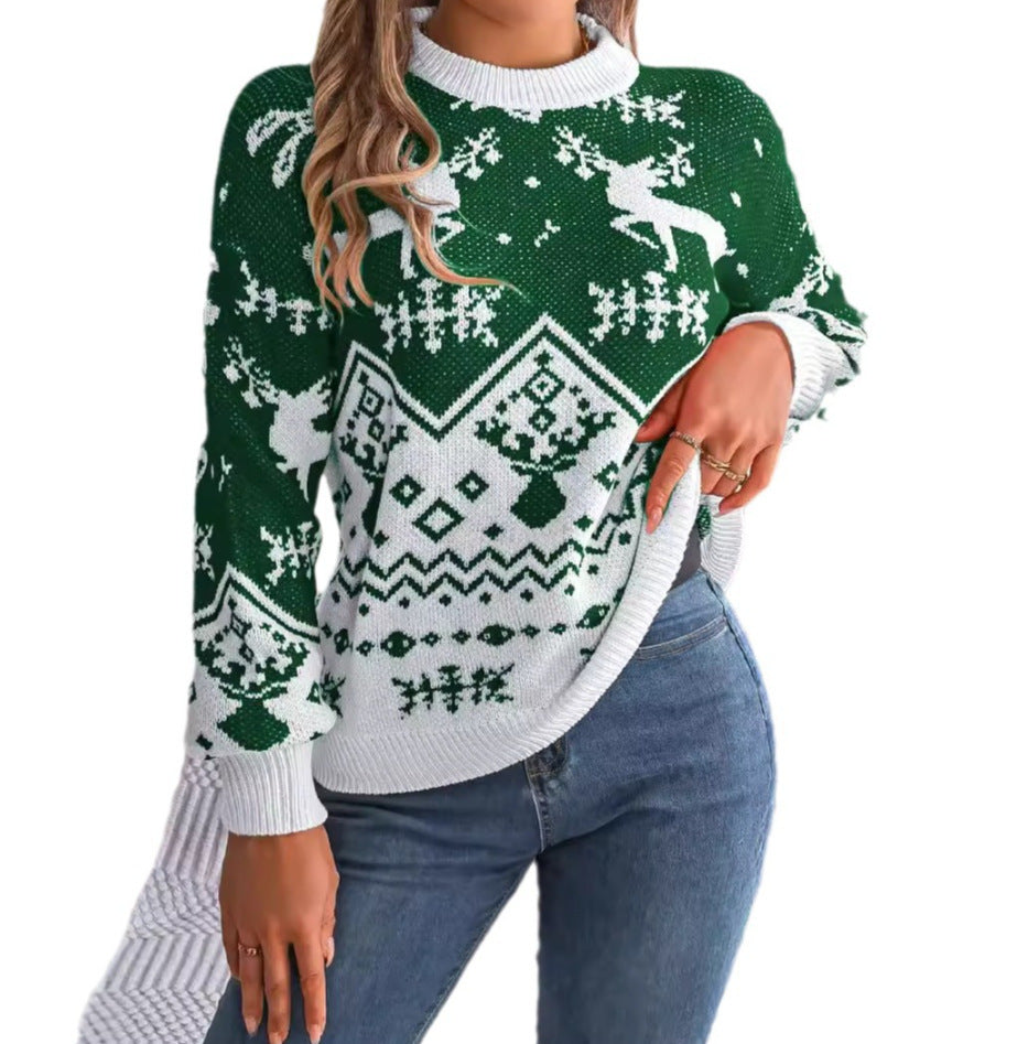 Pull à capuche femme Noël motif cerf – Automne/Hiver