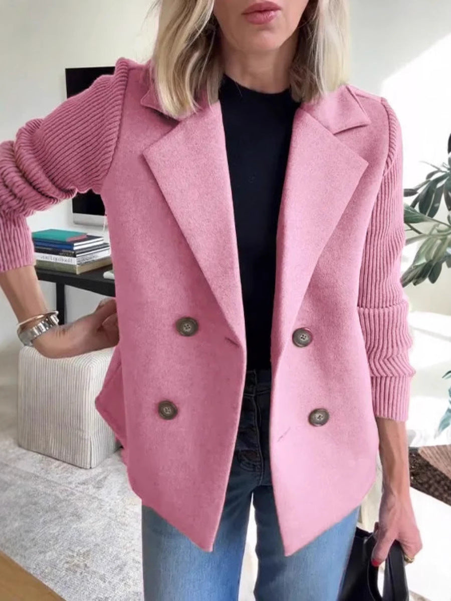 Manteau décontracté à manches patchwork boutonnées