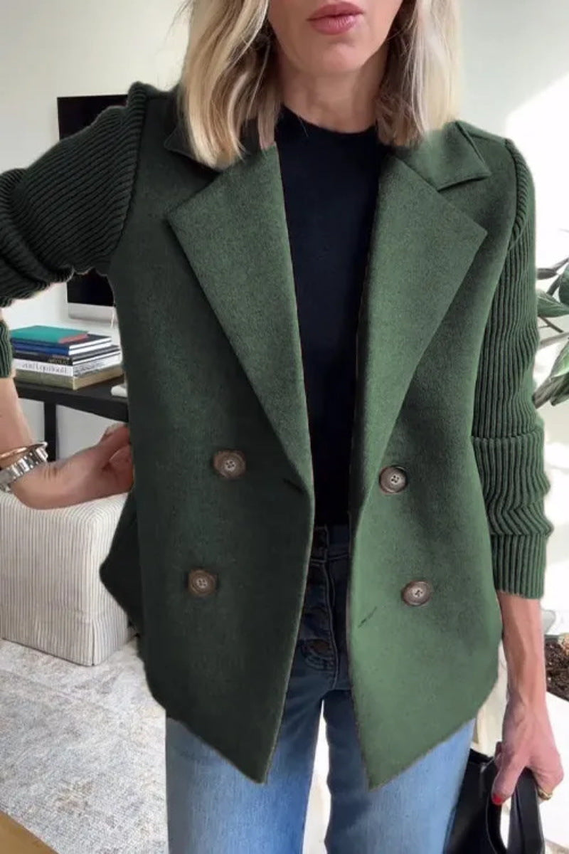 Manteau décontracté à manches patchwork boutonnées