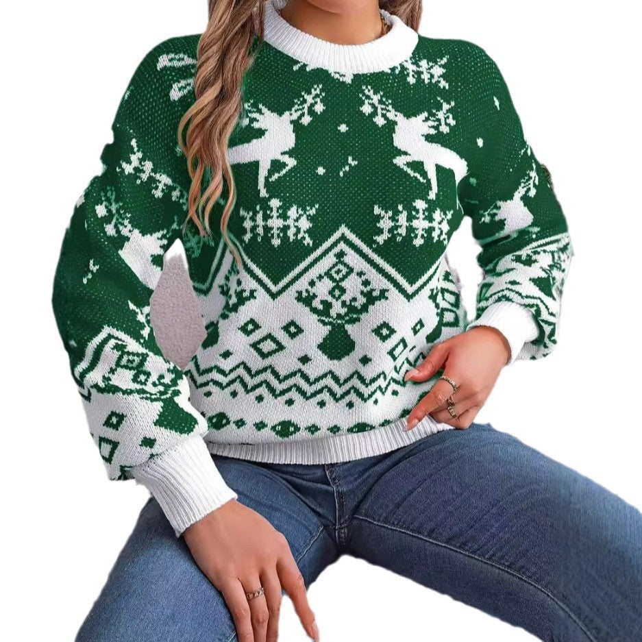 Pull à capuche femme Noël motif cerf – Automne/Hiver