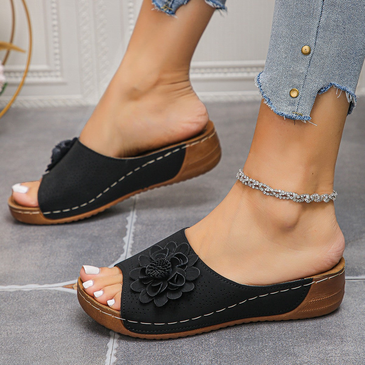 Sandales Compensées Femme à Talon - Mules d'Été