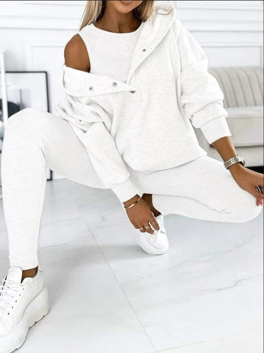 Ensemble sportif 3 pièces femme - Sweat à capuche, brassière et legging