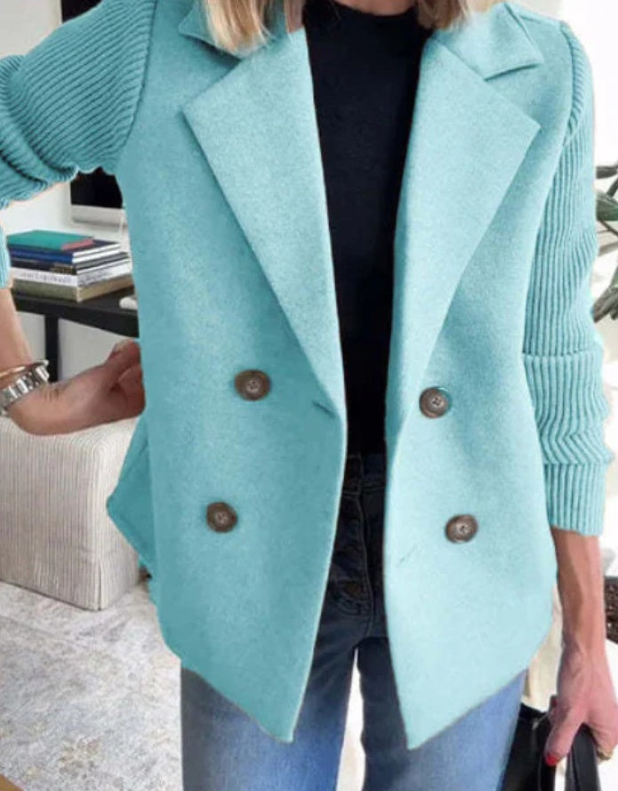 Manteau décontracté à manches patchwork boutonnées