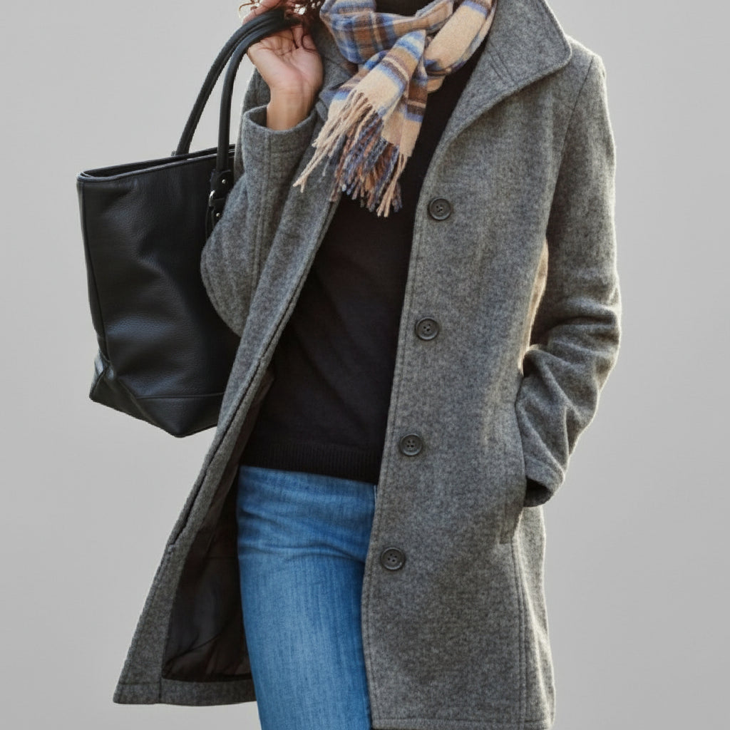 Manteau en laine uni pour femmes - Longueur moyenne
