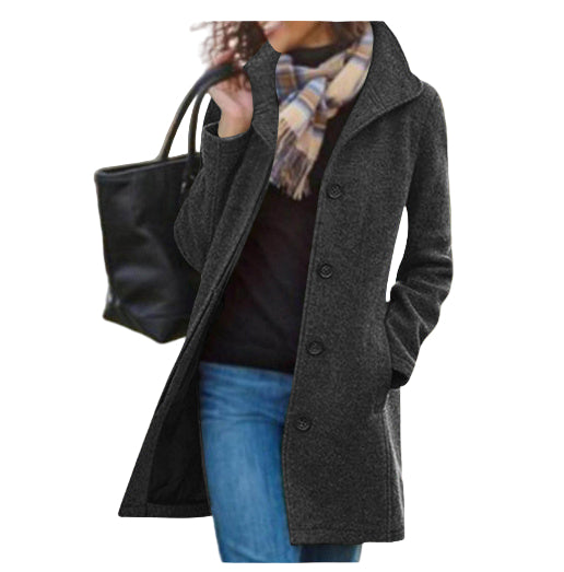 Manteau en laine uni pour femmes - Longueur moyenne