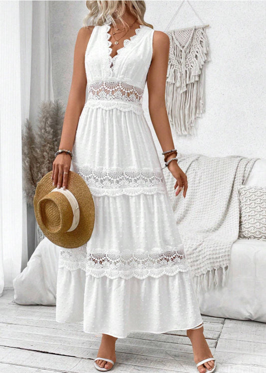Robe Bohème Romantique - Longue Blanche en Dentelle