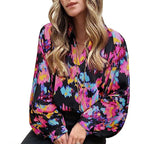 Chemise imprimée à col en V – Tendance et élégante Feroval