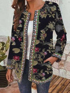 Manteau Long Rétro en Coton et Lin Feroval