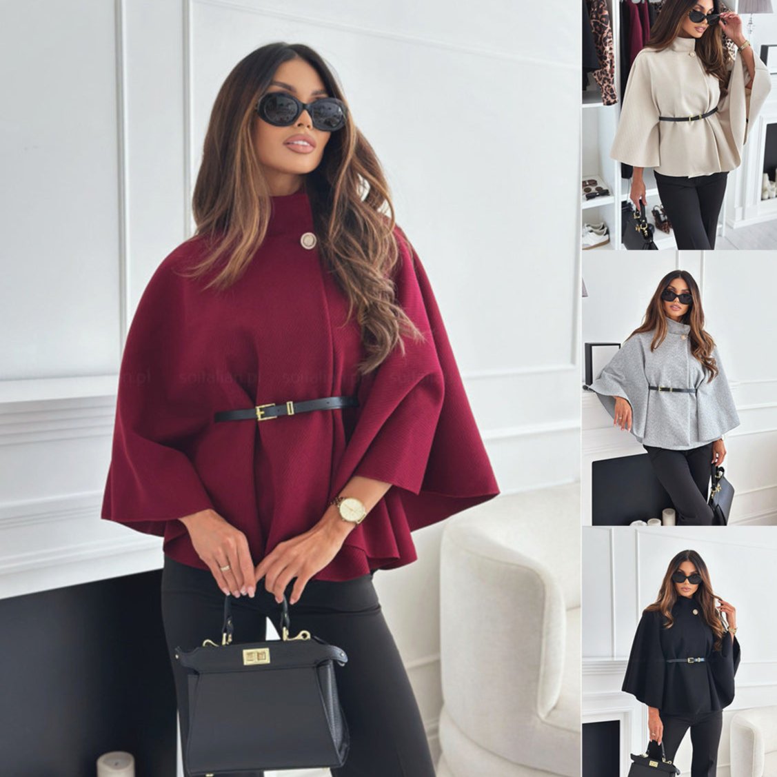 Cape en Laine à Bretelles Serrées - Élégance Hivernale Feroval