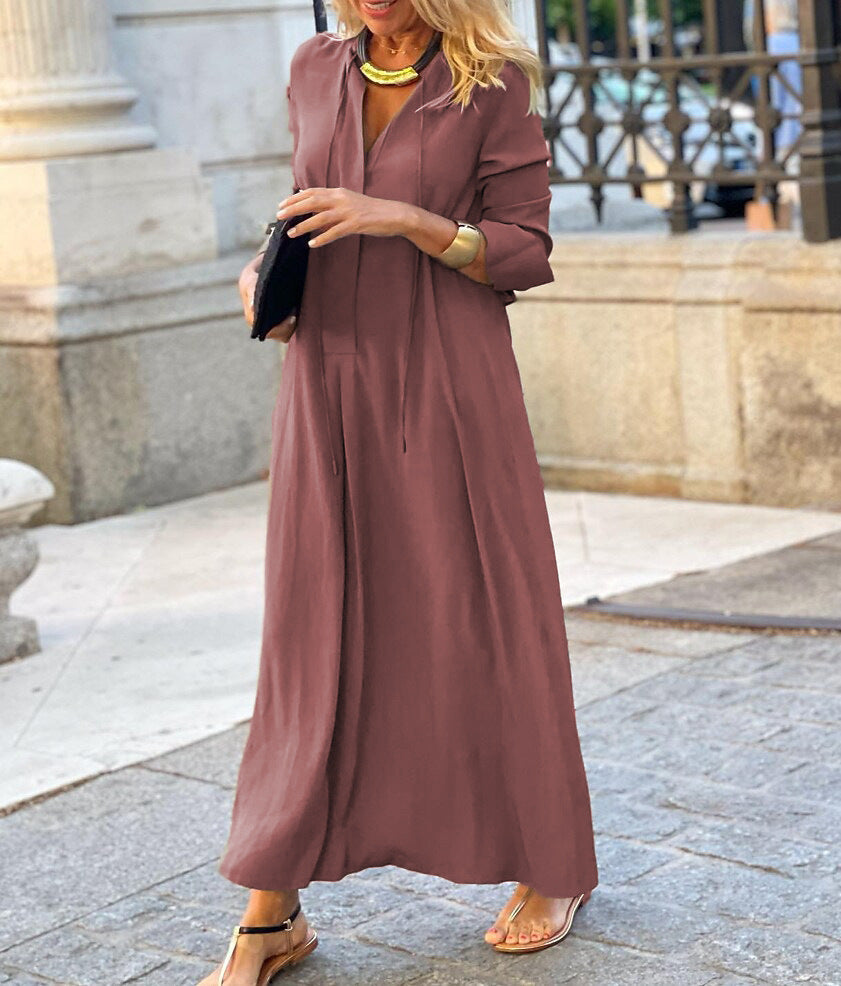 V-Neck Casual Maxi Dress