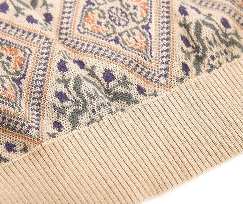 Pull Bohème à Épaules Tombantes - Jacquard Torsadé avec Pompons