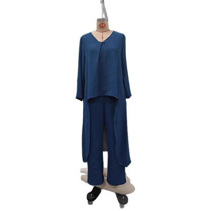 Ensemble Léonie - 2 Pièces Asymétrique Col V avec Poches