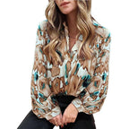 Chemise imprimée à col en V – Tendance et élégante Feroval