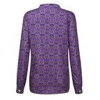 Blouse Ample à Col Montant à Imprimé Rétro Feroval