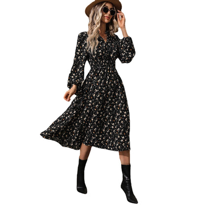 Robe Midi Fleurie Col en V