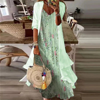 Robe maxi en chiffon floral avec drapé fluide