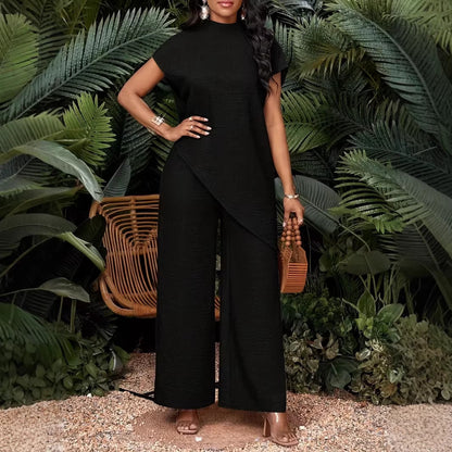 Asymmetric Blouse and Maxi Skirt Set - Chic and Loose Fit
