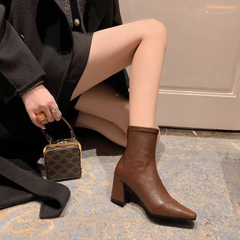 Bottes Victoria Back Zipper Velvet Skinny feroval