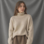 Pull Col Roulé Oversize en Cachemire Feroval