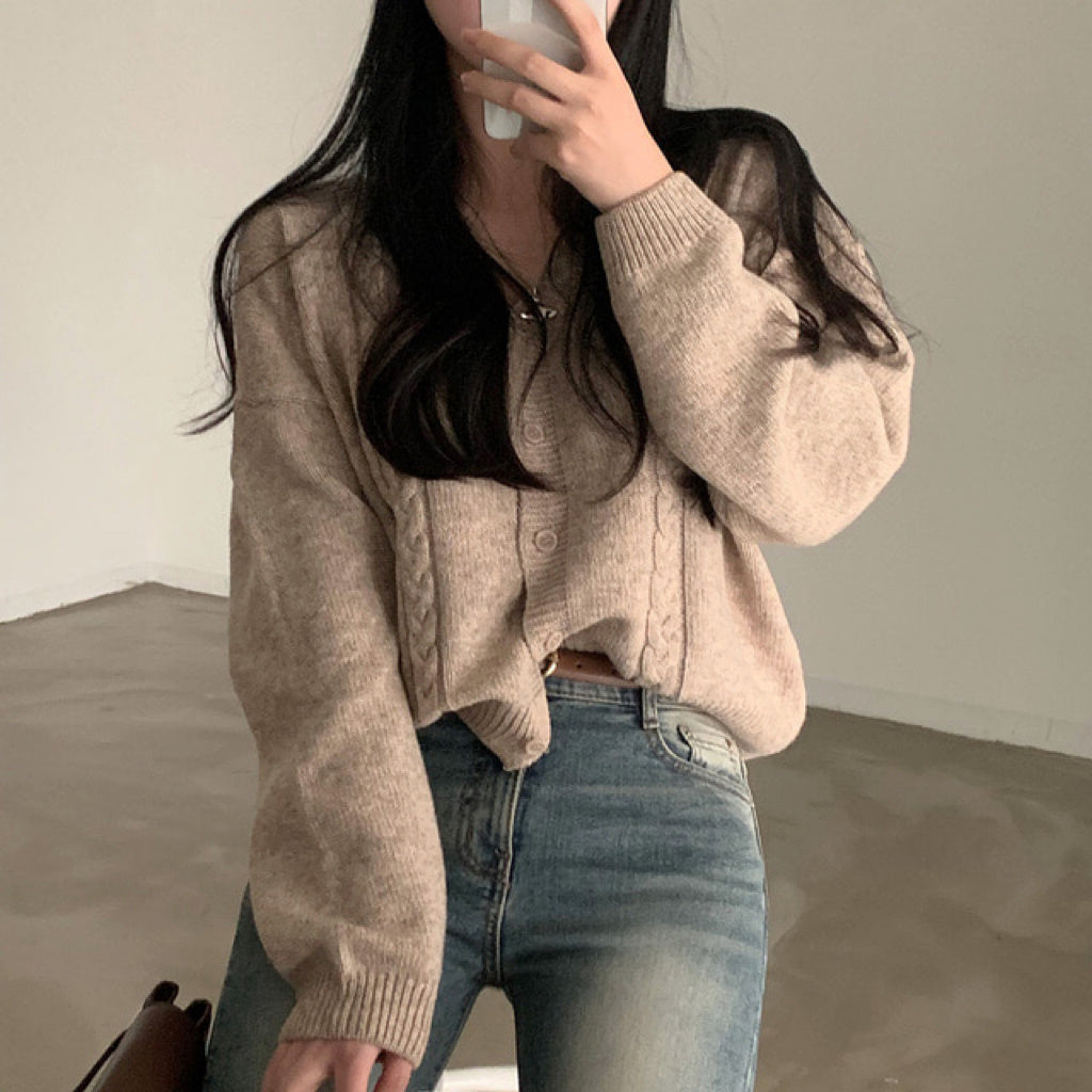 Cardigan Col V à Manches Longues Feroval