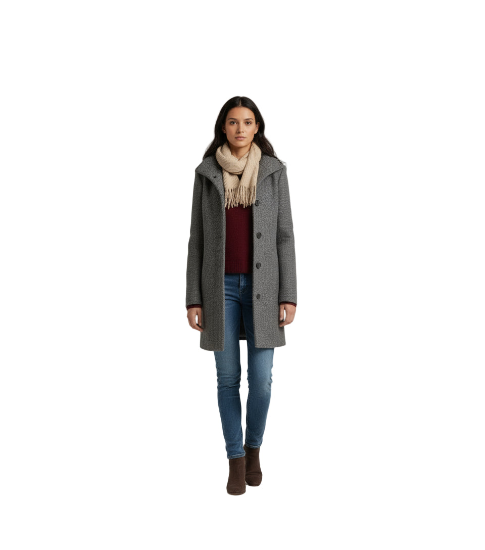 Manteau en laine uni pour femmes - Longueur moyenne Feroval