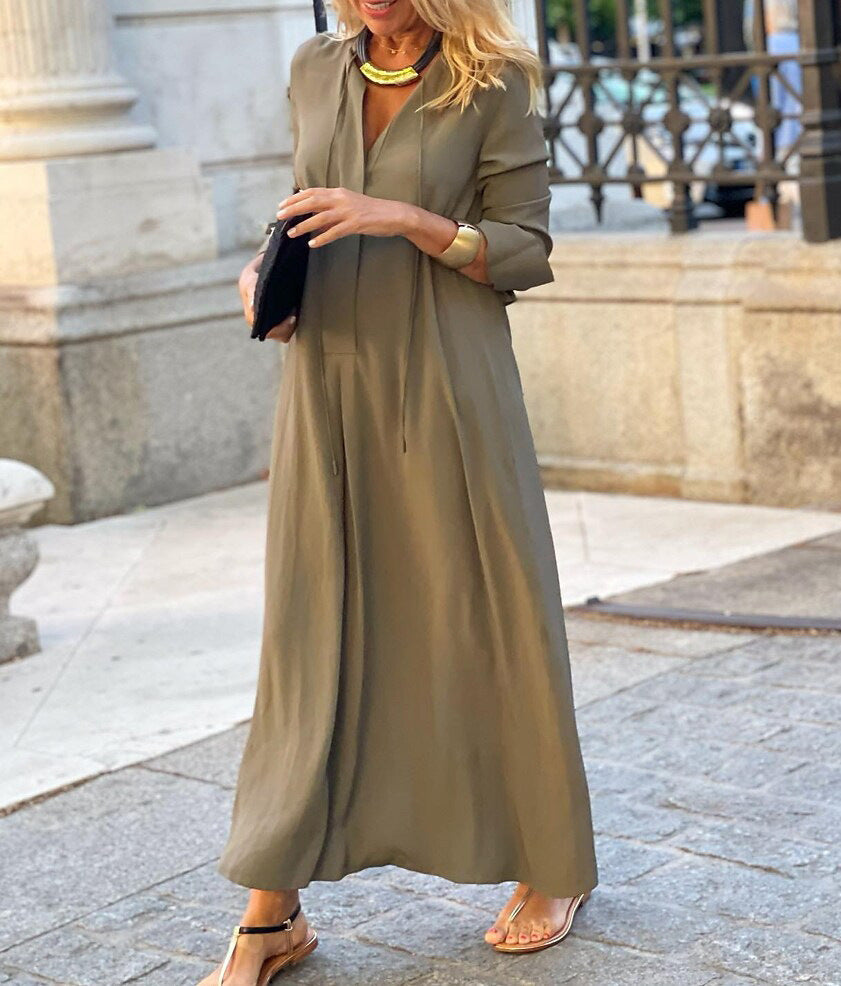 V-Neck Casual Maxi Dress
