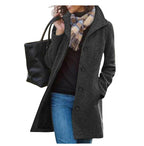 Manteau en laine uni pour femmes - Longueur moyenne Feroval