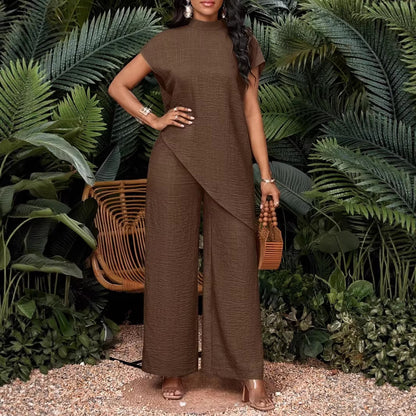 Asymmetric Blouse and Maxi Skirt Set - Chic and Loose Fit