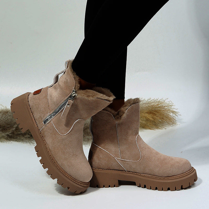 Bottes d'Hiver en Suède Synthétique Antidérapantes Feroval